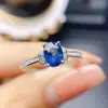 Anillo de Zafiro Natural Popular al por Mayor de Fábrica Plata S925 Incrustado con Piedra Principal 5*7 Fábrica de Joyería de Lujo Venta Directa