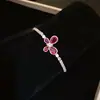 Pulseira de Flor Redonda de Zircônia com Puxador, Estilo Retrô, Pulseira Elegante e Simples, Sensação de Luxo Leve e de Alta Qualidade, Joias para Atacado
