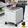 Carrinho de Compras Doméstico Gato Dourado para Colocar Copos de Água, Carrinho Pequeno de Compras com Haste de Puxar Alargada e Rodas Ampliadas, Carrinho para Acampamento ao Ar Livre