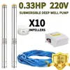 Bomba de pozo profundo de acero inoxidable de alto rendimiento de 4 pulgadas transfronteriza pequeña para uso doméstico 220V110V60HZ bomba sumergible para pozo profundo
