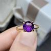 Anillo de amatista de fuegos artificiales al por mayor de fábrica plata 925 con incrustaciones chapado en oro anillo de diamantes de moda para mujer suministro en vivo
