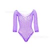 Lingerie Sexy Europeia e Americana Comércio Exterior Body de Rede Saia Sexy Justa no Quadril Vestido de Malha Xadrez de Manga Longa W540