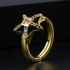 Moda Personalidade Cobre Micro Cravação Zircônia Cor Gota de Óleo Estrela de Cinco Pontas Anel de Abertura Ins Anel Hip-hop Ajustável Transfronteiriço