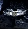 Pulseira de Prata de Lei 925 Prata Tailandesa Finamente Trabalhada Leão Deus da Riqueza Amarelo, Pulseira Masculina Aberta Estilo Punk Tendência