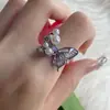 Anillo de Perla Mariposa para Mujer Anillo Abierto Suave y Elegante Diseño de Nicho Ins Anillo Plegable Hueco