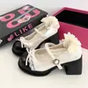 Zapatos Pequeños de Cuero Retro Francés con Lazo Mary Jane de Tacón Grueso para Mujer 2026 Nuevos Zapatos de Tacón Alto de Corte Bajo con Correa Única