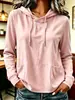 Sudadera Casual con Capucha y Cordón para Mujer Otoño Invierno Europeo y Americano, Multicolor, Holgada, Top para Mujer con Doble Bolsillo