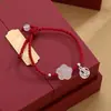 Mori Estilo Temperamento Calcedônia Flor de Ameixa Tecida Corda Vermelha Fu Marca Pingente Pulseira Elegante Moda Nacional Jóias Doces