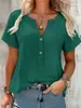 Verano 2026 Transfronterizo Amazon Camisa Casual Holgada Moda Femenina Europea y Americana Comercio Exterior Algodón y Lino Top Versátil para Mujer