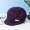 Gorro de otoño e invierno para mujer de mediana edad y anciana, nuevo gorro de lana de moda, forro polar grueso, cálido y lindo gorro de punto, venta al por mayor
