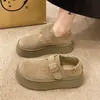 Zapatos Birkenstock súper calientes, completamente cerrados, suela gruesa, para usar en otoño, estilo completamente impresionante nuevo 2025, zapatos sencillos casuales para niños, slip-ons, color albaricoque