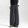 Calças Masculinas de Lã Caimento Solto Calças Longas Calças de Perna Reta Outono Calças Casuais Masculinas 2026 Novas Calças de Terno Primavera Outono