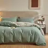 Otoño e Invierno Nuevo Juego de Cama de Cuatro Piezas de Algodón Grueso Cepillado Clase A Juego de Cama de Tres Piezas de Algodón Puro Color Sólido Estampado Reactivo