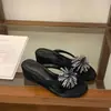 Chanclas Chuyuji estilo coreano con pedrería de fuegos artificiales para mujer, sandalias versátiles de tacón bajo antideslizantes para vacaciones en la playa