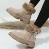 Comércio exterior botas de neve plus size para mulheres 2023 Inverno novo sapatos femininos com forro de fleece botas quentes AliExpress sapatos de algodão transfronteiriços atacado