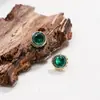 Pendientes de Tachuela Vintage de Lujo Ligero con Piedras Preciosas de Colores para Mujer con Corindón Rojo de un Quilate Nano Verde Moda Europea y Americana Versátiles Pendientes al por Mayor