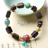 Pulsera de Cuentas Cubicas de Madera de Agarwood Dara Gan Nuevo Estilo Chino Pulsera de Madera Punto Turístico Transmisión en Vivo Venta al por Mayor