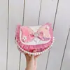 Nova Bolsa Transversal de Princesa Infantil para Meninas com Laço, Bolsa de Ombro Versátil e Leve, Bolsa de Mão Fofa com Pérolas, Transfronteiriça