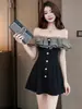 Vestido de Renda de Um Ombro com Babados e Efeito Modelador para um Visual Emagrecedor, Adequado para Festas de Aniversário, Jantares, Encontros, Anfitriãs e Madrinhas