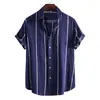 AliExpress EBAY2021 nueva camisa de manga corta para hombre moda camisa a rayas holgada generación de cabello de hombre