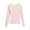 Sy9171-25 Otoño Chica Caliente Ajustado Cintura de Reloj de Arena Básico Más Fácil de Combinar Cuello Redondo Pequeño Hombro Derecho Manga Larga Camiseta