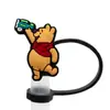 Gorra de Paja de Dibujos Animados Winnie the Pooh Transfronteriza Taza de Agua Creativa Cubierta de Popote de Silicona Tapón de Popote a Prueba de Polvo Venta al por Mayor en Stock
