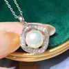 Colgante de Perla de Agua Dulce para Mujer Coreano 8-9mm Luz Fuerte Defecto Microincrustación Oro 18K Simple Moda Elegante Joyería 007