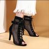 2022 transfronterizo Europa y Estados Unidos nuevo de malla moda tira cruzada sexy tacón alto talla grande zapatos de mujer AliExpress venta al por mayor