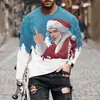 Europa Transfronteriza Sudadera con Capucha Redonda Divertida de Papá Noel Impresión 3D para Hombre Primavera Otoño Holgada Manga Larga Pulóver Comercio Exterior
