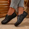 Nuevos Zapatos Bajos de Encaje Retro de Comercio Exterior para Mujer con Suela Blanda, Mocasines Planos de Doble Uso Transfronterizos, Zapatos Tipo Bean para Todas las Estaciones, Wish Supply
