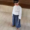 Conjunto de roupas infantis estilo coreano para o outono de 2026: nova camiseta casual de manga comprida com corte solto e calça pantalona moderna para meninos pequenos