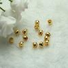 Cuentas redondas lisas de oro de 18k con agujero grande, accesorios de joyería hechos a mano para bricolaje, collar de oro, pulsera, material de cuerda con cuentas
