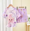 Ropa de Casa para Niños 2025 Verano Nuevo Versión Coreana Dibujos Animados Lindo Niños y Niñas Manga Corta Shorts Traje de Casa Venta al por Mayor