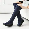 Botas de nieve de franela con plumas gruesas, botas de plataforma de tacón, botas casuales, botas hasta la rodilla, botas de comercio exterior X301