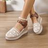 Sandalias de cuña casuales para mujer, estilo nuevo primavera-verano 2025, Baotou, huecas, transpirables, con tira de una línea, ropa exterior, transfronterizas