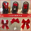 Grampo de Cabelo Laço Acessório de Cabelo para Meninas, Presilha de Cabelo Vermelha para Trás da Cabeça, Grampo de Cabelo de Ano Novo para Meninas, Ornamento de Cabelo de Fita Infantil
