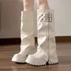 Botas de Pierna de Pantalón Cabeza Grande Chica Picante Mujer 2026 Suela Gruesa Aumentadoras de Altura Botas Largas Hasta la Rodilla Dulces Frescas High Top Botas de Jinete Petite