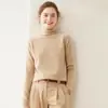 Suéter de Cachemir de Color Sólido de Cuello Alto Nuevo Estilo Otoño e Invierno para Mujer Suelto Adelgazante Dobladillo Enrollado Tejido Corto Capa Interior Capa Base