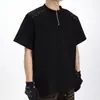 Camiseta de manga corta con hombreras acolchadas y cremallera para hombre, diseño único, cuello redondo, resistente, elegante y sofisticada, top versátil