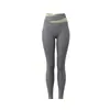 Conjunto de Yoga con Bloques de Color y Costuras para Mujer Manga Larga con Almohadillas en el Pecho Pantalones de Yoga de Cintura Alta Cubre Imperfecciones Muestra Piernas Delgadas Conjunto Deportivo de Fitness