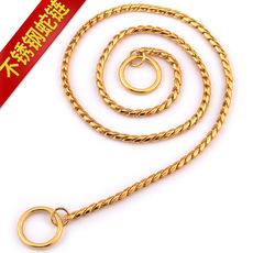 Hanhanle cobra corrente pet metal P aço inoxidável corrente grande, médio e pequeno cão coleira cão coleira ouro e prata