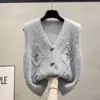 Cardigã Floral Feito à Mão com Decote V Colete Tricotado para Mulheres 2026 Primavera e Outono Novo Estilo Casaco Solto Colete Suéter