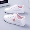 Zapatillas Blancas Estilo Coreano para Primavera y Otoño para Estudiantes Mujeres, Zapatos Deportivos Casuales Planos, Ligeros con Cordones Estilo Callejero Transpirables