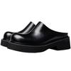 Entrega en una sola pieza original cuero genuino plataforma punta cerrada pantuflas hombre alto sentido 2024 nuevo derby aumento de altura media pantuflas