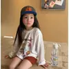 Nuevo de verano para niños, algodón puro, dibujos animados, para niñas, algodón de copo de nieve, bebé, manga larga, camiseta fina, top protector solar, camiseta básica