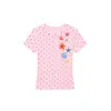 Camiseta de Manga Corta con Lunares Dopamina de Verano para Mujer con Diseño Floral Único, Cuello Redondo, Top Ajustado para Mujer