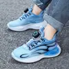 Zapatos deportivos de cuero para niños, estilo primaveral, de malla, transpirables, de tamaño mediano y grande, para baloncesto, para correr y entrenar.