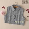 Nova Camisa Base com Gola Falsa Feminina Outono e Inverno Gola Falsa Xadrez Preto e Branco Profissional com Camisola Gola Vertical Gola de Camisa