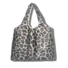 Nova grande bolsa de compras dobrável, bolsa quadrada de pano com flores, bolsa de compras portátil, bolsa tote dobrável