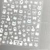 Série Aha boneco palito fofo desenho animado oco quente série YO adesivos para nail art gato preto e branco laço amor